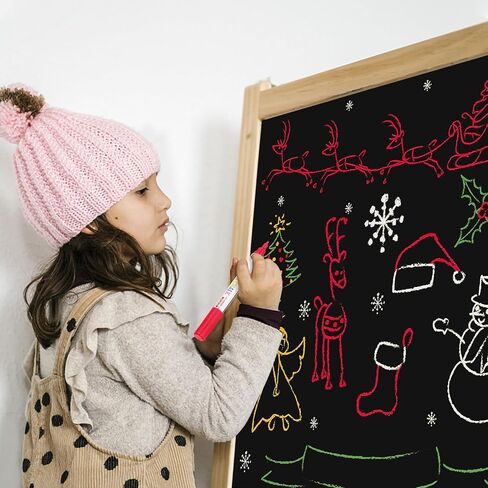 علامات الطباشير TEVILIK - علامات السبورة للأطفال - أقلام مسح جافة قابلة للمسح، أقلام طباشير نيون جريئة وقابلة للغسل لعلامات السبورات المدرسية، نافذة السيارة، الشركات - هدايا للأطفال - 6 مم 12 عبوة in Kuwait