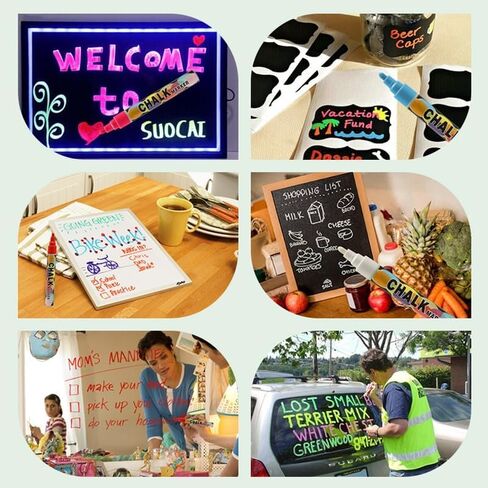 علامات الطباشير TEVILIK - علامات السبورة للأطفال - أقلام مسح جافة قابلة للمسح، أقلام طباشير نيون جريئة وقابلة للغسل لعلامات السبورات المدرسية، نافذة السيارة، الشركات - هدايا للأطفال - 6 مم 12 عبوة in Kuwait