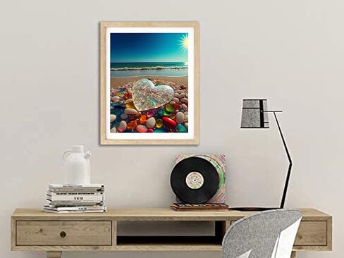 بي اوديو مجموعة الرسم الماسي من سلسلة اقتباسات الحب للبالغين - حجر قلب كريستالي على شاطئ شروق الشمس - مثقاب كامل دائري 5 دي فني ماسي لتزيين حائط المنزل (11.8 × 15.7 انش) in Kuwait