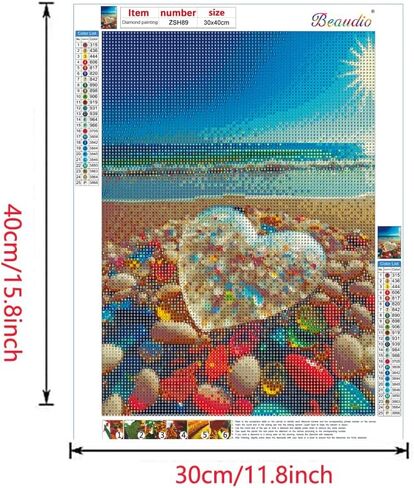 بي اوديو مجموعة الرسم الماسي من سلسلة اقتباسات الحب للبالغين - حجر قلب كريستالي على شاطئ شروق الشمس - مثقاب كامل دائري 5 دي فني ماسي لتزيين حائط المنزل (11.8 × 15.7 انش) in Kuwait