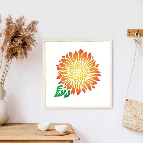 36 قطعة 5 بوصة عباد الشمس الطيور زهرة الاستنسلات للرسم على الخشب فروع قماش ورقة شجر الرسم الاستنسل قابلة لإعادة الاستخدام للديكور المنزلي والمشاريع الحرفية DIY in Kuwait