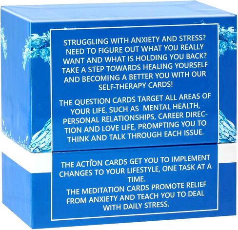 SELF THERAPY CARDS – Relaxing gift! Handy, easy to use anxiety relief cards! 115 Questions in a box, along with suggested actions and meditations. Self reflection cards, mindfulness tool in Kuwait
