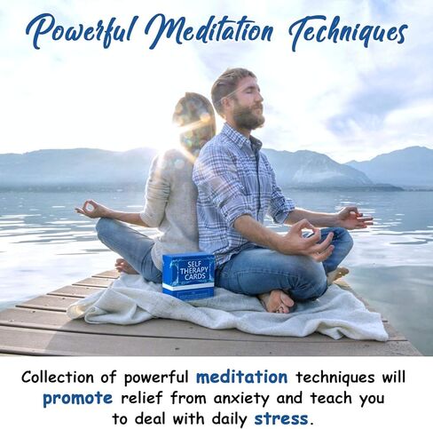 SELF THERAPY CARDS – Relaxing gift! Handy, easy to use anxiety relief cards! 115 Questions in a box, along with suggested actions and meditations. Self reflection cards, mindfulness tool in Kuwait