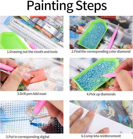 XhjzgcTech 5D DIY Cat Diamond Painting، مجموعة طلاء ألماس للقطط للبالغين، تطريز حجر الراين، فن الماس، هدية ديكور جدار المنزل، لوحة فنية مصنوعة يدويًا 12 × 16 بوصة in Kuwait