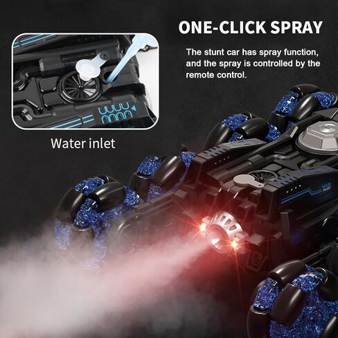 ألعاب سيارات YQOGK Gesture RC للأعمار من 8 إلى 12 عامًا، سيارة تحكم عن بعد بتردد 2.4 جيجا هرتز مع رذاذ موسيقى أضواء، مستشعر إيماءات 8WD، سيارة حيلة RC مزدوجة الجوانب تدور على الطرق الوعرة، سيارة انجراف RC لعيد الميلاد (أزرق) in Kuwait