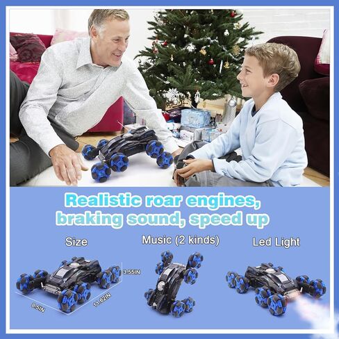 ألعاب سيارات YQOGK Gesture RC للأعمار من 8 إلى 12 عامًا، سيارة تحكم عن بعد بتردد 2.4 جيجا هرتز مع رذاذ موسيقى أضواء، مستشعر إيماءات 8WD، سيارة حيلة RC مزدوجة الجوانب تدور على الطرق الوعرة، سيارة انجراف RC لعيد الميلاد (أزرق) in Kuwait