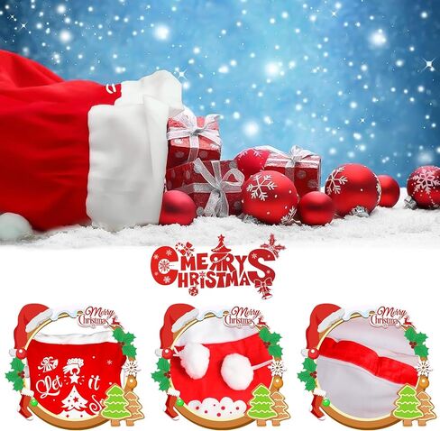 CCINEE العملاق عيد الميلاد سانتا كيس، المتضخم الأحمر المخملية أكياس سانتا هدية التفاف مع الرباط الحبل لعيد الميلاد لوازم حفلات تخزين أكياس ديكور هدايا العيد، 43.3 × 27.5 بوصة in Kuwait