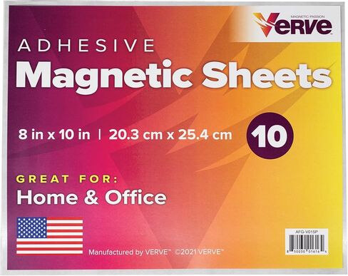 Verve Magnetic Sheets with Adhesive Backing, 8 x 10 inch Flexible Magnetic Paper for Crafts, Photos, and DIY Projects, 10 Pack in Kuwait
