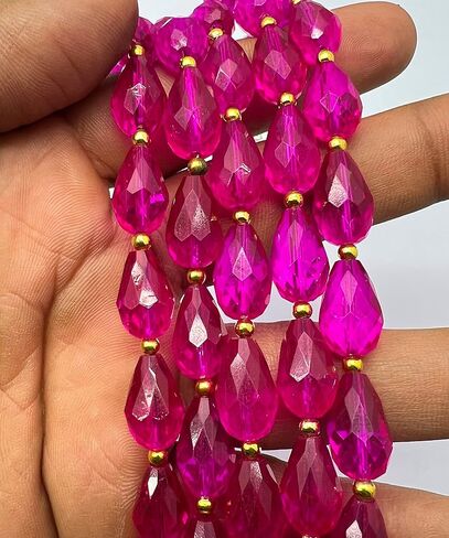 1 Strand Pink Topaz Quartz 12 Pieces Approx Beads Size 14x9mm Shape Strait Drop Cut Faceted Making, Beading & Craft Supplies 7$ST03D115 in Kuwait