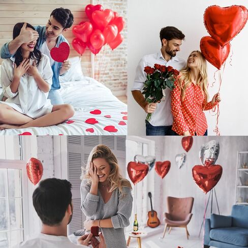 مجموعة بالونات عيد الحب، بالونات على شكل قلب حمراء، بالونات تيدي بير مع 1000 قطعة من بتلات الزهور الاصطناعية بتلات الحرير ، زينة حفلات الزفاف للعطلات الرومانسية ليلة عيد الحب in Kuwait