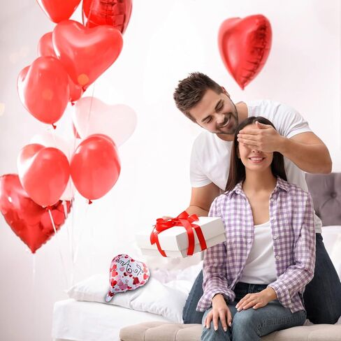 مجموعة بالونات عيد الحب، بالونات على شكل قلب حمراء، بالونات تيدي بير مع 1000 قطعة من بتلات الزهور الاصطناعية بتلات الحرير ، زينة حفلات الزفاف للعطلات الرومانسية ليلة عيد الحب in Kuwait