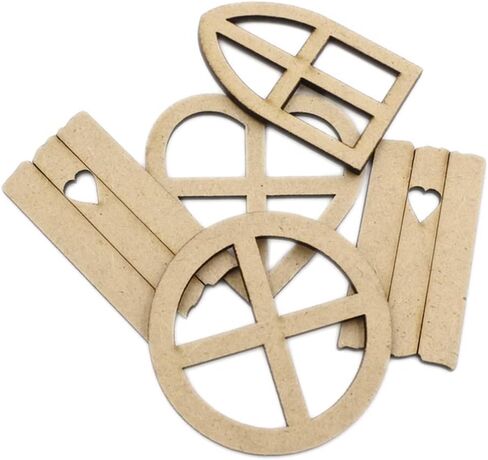 EXCEART 30pcs Wooden Scrapbooking Embellishments Mini Wood Window Shaped Ornaments Pieces Cutouts for Crafts Project Accessories in Saudi Arabia