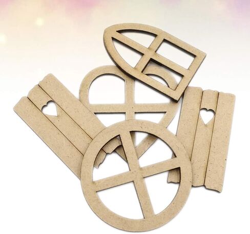 EXCEART 30pcs Wooden Scrapbooking Embellishments Mini Wood Window Shaped Ornaments Pieces Cutouts for Crafts Project Accessories in Saudi Arabia