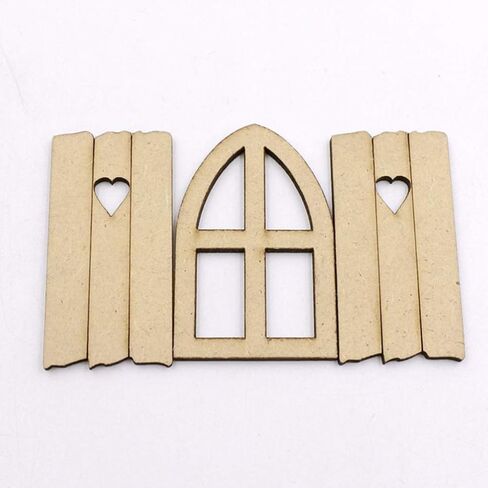 EXCEART 30pcs Wooden Scrapbooking Embellishments Mini Wood Window Shaped Ornaments Pieces Cutouts for Crafts Project Accessories in Saudi Arabia