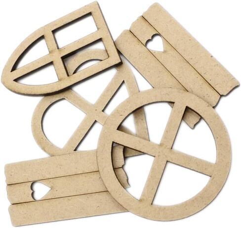EXCEART 30pcs Wooden Scrapbooking Embellishments Mini Wood Window Shaped Ornaments Pieces Cutouts for Crafts Project Accessories in Saudi Arabia