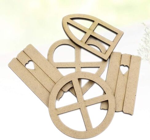 EXCEART 30pcs Wooden Scrapbooking Embellishments Mini Wood Window Shaped Ornaments Pieces Cutouts for Crafts Project Accessories in Saudi Arabia