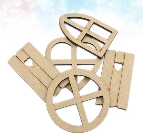 EXCEART 30pcs Wooden Scrapbooking Embellishments Mini Wood Window Shaped Ornaments Pieces Cutouts for Crafts Project Accessories in Saudi Arabia