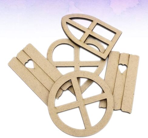 EXCEART 30pcs Wooden Scrapbooking Embellishments Mini Wood Window Shaped Ornaments Pieces Cutouts for Crafts Project Accessories in Saudi Arabia