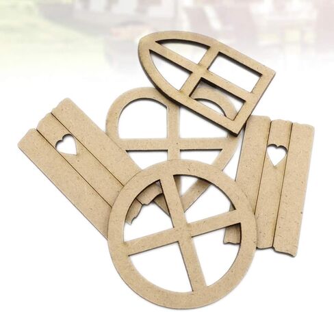 EXCEART 30pcs Wooden Scrapbooking Embellishments Mini Wood Window Shaped Ornaments Pieces Cutouts for Crafts Project Accessories in Saudi Arabia