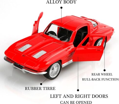 1/36 Scale 1963 Chevy Corvette Diecast Cars Models,Pull Back Vehicles Corvette Toy Cars,Cars Gifts for Boys Girls in Kuwait