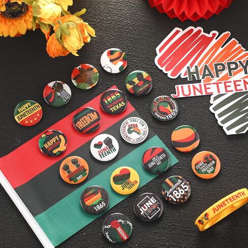 80 Pieces Juneteenth Button Badge Pins 1.5 Inch June 19th 1865 Juneteenth Celebrate Freedom Button African American Liberal Pins Independence Festival Decoration for Party Supplies, 20 Styles in Saudi Arabia