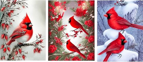 YALKIN الطلاء حسب العدد للبالغين المبتدئين، عبوة كبيرة من 3 قطع DIY للطيور الحمراء من خلال مجموعات الأرقام للبالغين والأطفال، مجموعات الطلاء القماشية، الهدايا الفنية للديكور المنزلي، 12 × 16 بوصة in Kuwait