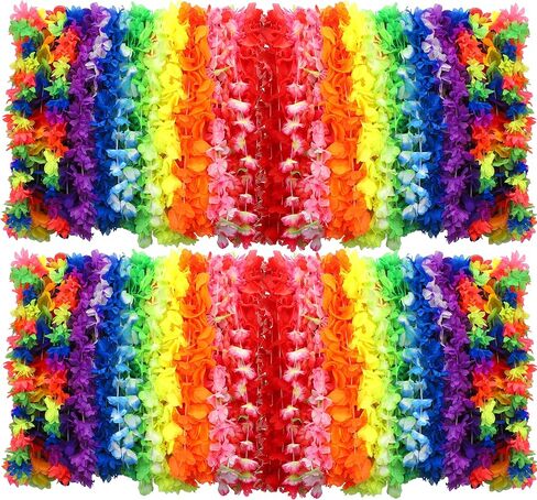 AMAZING TIME 70 Pieces Hawaiian Luau Leis Bulk,Tropical Flower Necklace for Hawaii Party Decorations Favors, Beach Party Decors in Saudi Arabia