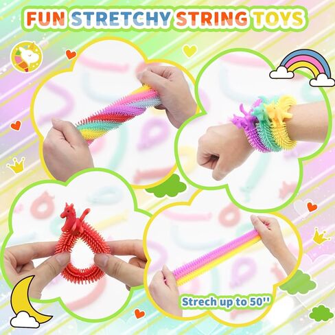 Valentines Day Gifts for Kids Classroom - 36 PACK Uni-corn Stretchy Strings Toys with with Unique Valentines Cards for Classroom Exchange Prize, Sensory Stress Toys Bulk for Valentine's Party Favors in Kuwait