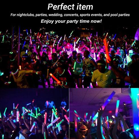UODBUYO Glow Sticks Bulk-30 قطعة تتوهج في لوازم الحفلات المظلمة، عصي إسفنجية LED مع 3 أوضاع ملونة وامضة تضيء اللعب لحفلات أعياد الميلاد وحفلات الزفاف والهالوين in Kuwait
