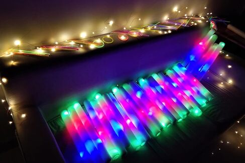 UODBUYO Glow Sticks Bulk-30 قطعة تتوهج في لوازم الحفلات المظلمة، عصي إسفنجية LED مع 3 أوضاع ملونة وامضة تضيء اللعب لحفلات أعياد الميلاد وحفلات الزفاف والهالوين in Kuwait