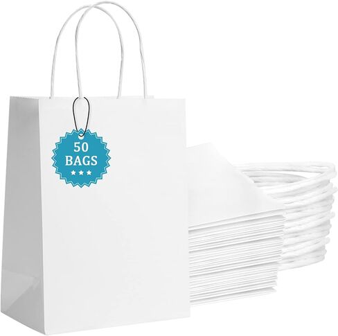 COGLARING 50 قطعة 6.3x3.2x8.3 حقائب للهدايا كرافت ورقة حقيبة ث/مقابض التسوق السائبة لصالح أكياس التجزئة حقائب الحفلات in Kuwait