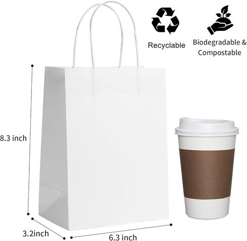 COGLARING 50 قطعة 6.3x3.2x8.3 حقائب للهدايا كرافت ورقة حقيبة ث/مقابض التسوق السائبة لصالح أكياس التجزئة حقائب الحفلات in Kuwait