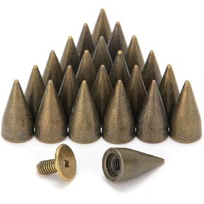 Weebee 100 Sets 13MM Metal Bullet Cone Spikes Studs Metal Screw Back Studs Spike for Clothing DIY Leather Craft Bag Shoes Belts Rapid Nail Rivets Punk Accessories