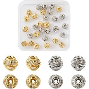 Craftdady 30Pcs 12mm Crystal Rhinestone Rondelle Spacer Beads Rose Gold Disco Ball Loose Beads for Jewelry Making Hole:3mm