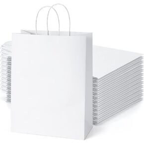 أكياس ورق UCGOU 100 قطعة مقاس 10 × 5 × 13 بوصة أكياس تسوق بنية من ورق الكرافت حقائب هدايا بمقابض حقائب هدايا للحفلات حقائب جيدة حقائب حرفية كبيرة حقائب بقالة in Kuwait