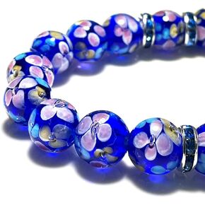 Artsy Crafts 20 Pcs 12mm Lampwork Flower Glass Beads, European Murano Glass Beads, Handmade Loose Crystal Beads for Jewelry Making Charm Bracelet Necklace Earrings Rosary (Green + Pink) in Saudi Arabia
