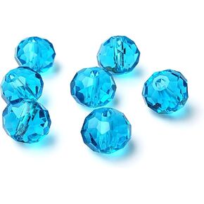 Chengmu 8mm Rondelle Aquamarine Glass Beads for Jewelry Making 300pcs Faceted Briolette Shape Crytal Spacer Beads Assortments Supplies Accessories for Bracelet Necklace for Wholesale