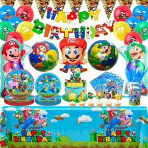 Birthday Party Supplies,115pcs Party Decorations&Tableware Set-Balloons Banner & Party Plates and Napkins Tablecloth etc Party Supplies for Boys Kids in Kuwait