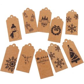 DECORA حزمة من 120 بطاقة هدايا عيد الميلاد البني ملصقات عيد الميلاد البني و 195 قدم توأم- 10 تصاميم مختلفة in Kuwait