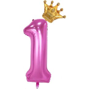 40Inch Pink Number 0 Crown Balloons Set, Birthday Balloons For Women And Girls, Wedding Anniversar Celebration Decorative Balloons. (0)