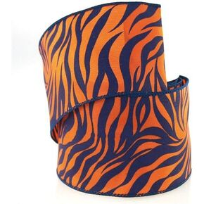 Homeford Zebra Print Polyester Wired Ribbon, 2-1/2-Inch, 10 Yards (Purple/Gold)