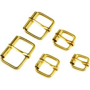 Swpeet 50Pcs Gold Assorted Multi-purpose Metal Roller Buckles for Belts Hardware Bags Ring Hand DIY Accessories - 1/2 Inch, 5/8 Inch, 3/4 Inch, 1 Inch, 1-1/4 Inch