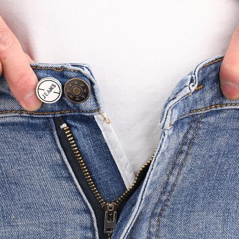 كيو اكس يو جيه اي 13 قطعة من وصلات تمديد الخصر المرنة، حزام خصر مطاطي معدني قابل للتعديل، مجموعة تمديد زر البنطال، للرجال والنساء الجينز والتنانير والبنطلونات والياقات in Kuwait