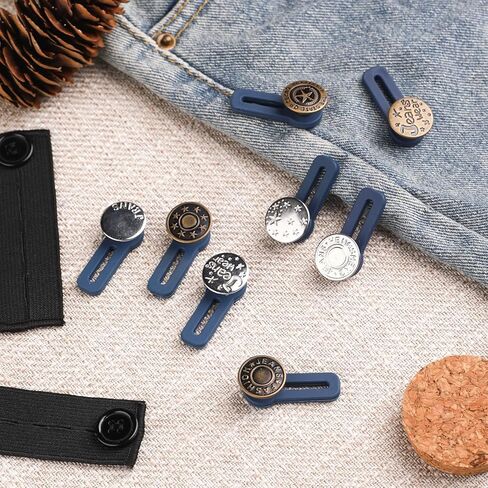 كيو اكس يو جيه اي 13 قطعة من وصلات تمديد الخصر المرنة، حزام خصر مطاطي معدني قابل للتعديل، مجموعة تمديد زر البنطال، للرجال والنساء الجينز والتنانير والبنطلونات والياقات in Kuwait