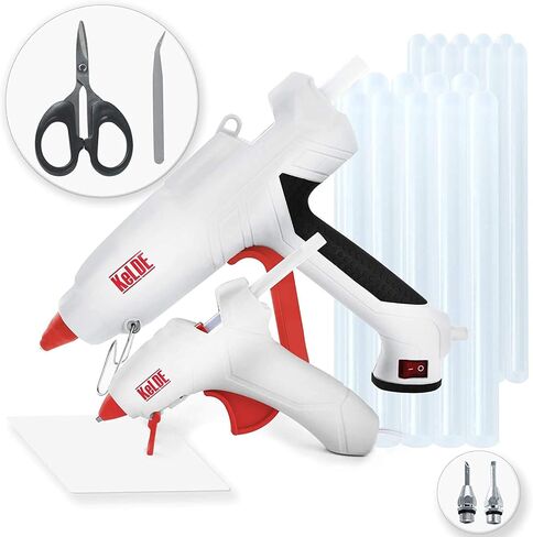 طقم مسدس غراء ساخن مكون من 57 قطعة، مسدس غراء شديد التحمل بحجم كامل 100 وات من KeLDE، مسدس غراء صغير إضافي بقدرة 10 وات، يتضمن قطعتين من النصائح الدقيقة الإضافية، و50 قطعة من أعواد الغراء للأعمال اليدوية والمشروعات اليدوية والإصلاحات in Kuwait