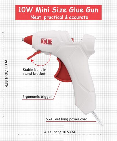 طقم مسدس غراء ساخن مكون من 57 قطعة، مسدس غراء شديد التحمل بحجم كامل 100 وات من KeLDE، مسدس غراء صغير إضافي بقدرة 10 وات، يتضمن قطعتين من النصائح الدقيقة الإضافية، و50 قطعة من أعواد الغراء للأعمال اليدوية والمشروعات اليدوية والإصلاحات in Kuwait