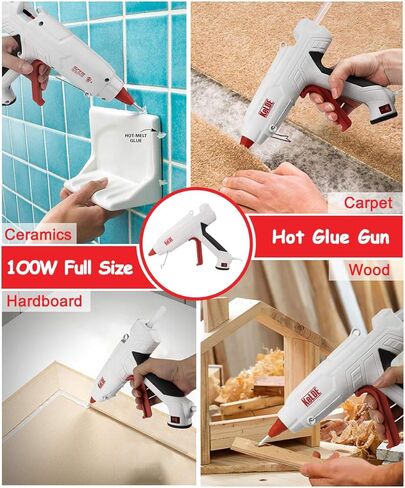 طقم مسدس غراء ساخن مكون من 57 قطعة، مسدس غراء شديد التحمل بحجم كامل 100 وات من KeLDE، مسدس غراء صغير إضافي بقدرة 10 وات، يتضمن قطعتين من النصائح الدقيقة الإضافية، و50 قطعة من أعواد الغراء للأعمال اليدوية والمشروعات اليدوية والإصلاحات in Kuwait