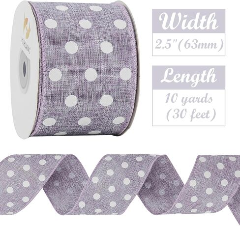 HUIHUANG Yellow Polka Dot Burlap Ribbon Wired Edge Ribbon 2.5 Inch X 10 Yards Summer Lemon Sumflower Wreath Ribbon with Wire for DIY Crafts Party Gift Wrapping Decoration Wreath Bow Home Decoration in Kuwait