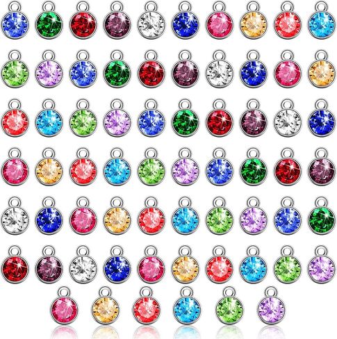 Hicarer 108 Pieces Crystal Birthstone Charms DIY Jewelry Necklace Bracelet Beads Pendant with Rings Mixed Handmade Round Crystal Charm for Earring Making Supplies, 7 mm, 12 Colors in Saudi Arabia