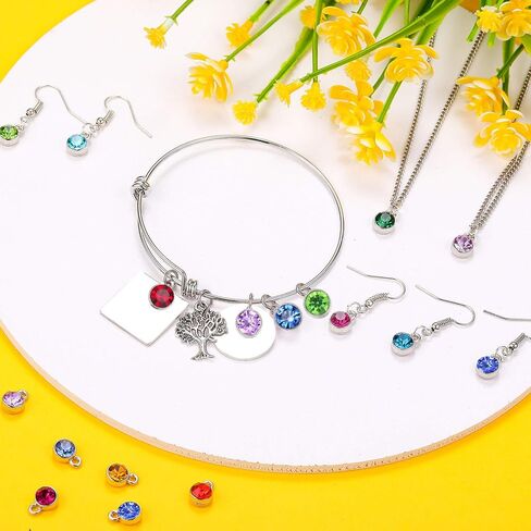 Hicarer 108 Pieces Crystal Birthstone Charms DIY Jewelry Necklace Bracelet Beads Pendant with Rings Mixed Handmade Round Crystal Charm for Earring Making Supplies, 7 mm, 12 Colors in Saudi Arabia